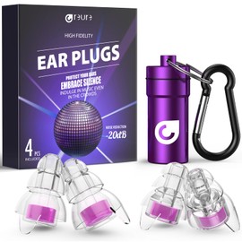 Reure High Fidelity Concert Ear Plugs, Noise Cancelling Silicone Ear Plugs 2 Pairs Great for Concerts Loud Music, Musicians, Motorcycles, Airplanes, Raves, Hearing Protection -20 dB