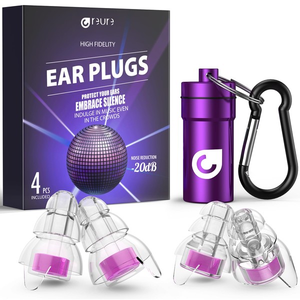 Reure High Fidelity Concert Ear Plugs, Noise Cancelling Silicone Ear