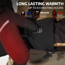 DINSVTA Heated Mittens Gloves for Men Women Battery Electric Heated Ski Gloves Rechargeable 7.4V 2200mAh up to 6.5hrs Water Resistance for Skiing Snowboarding Camping Hiking