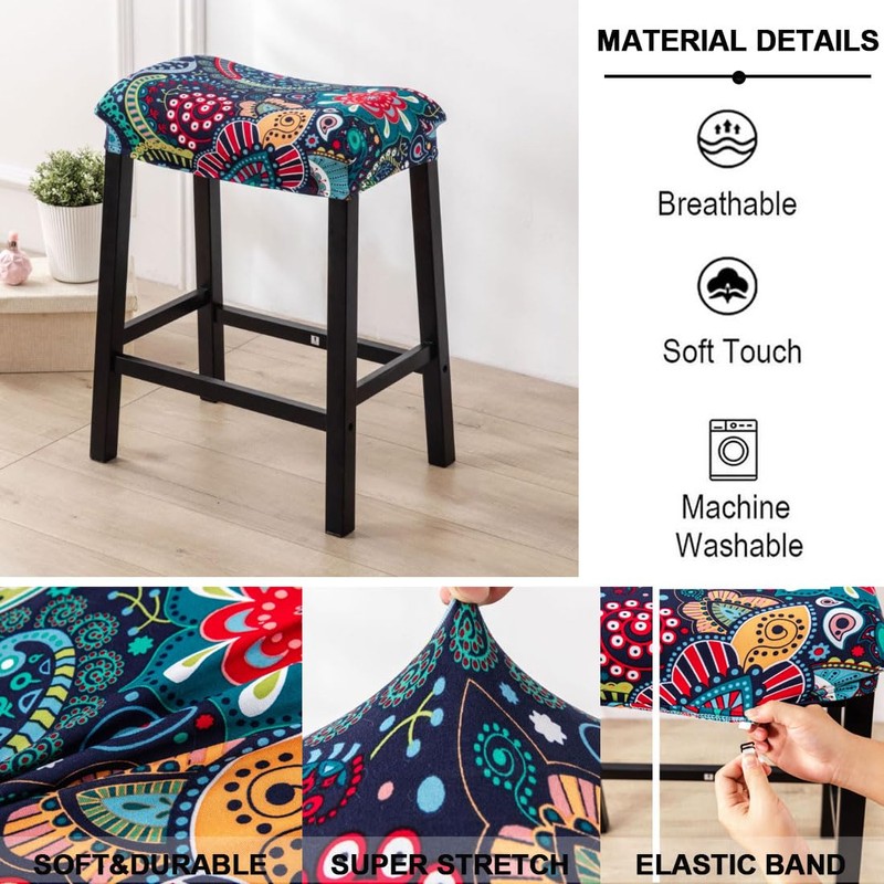 Bifaunvogel Bar Stool Cover Rectangle Set of 4 Printed Stretch
