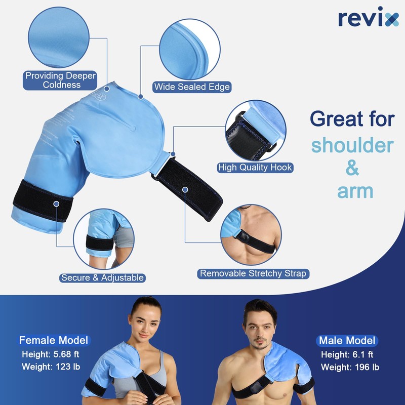 REVIX XL Shoulder Ice Pack for Rotator Cuff Reusable Gel
