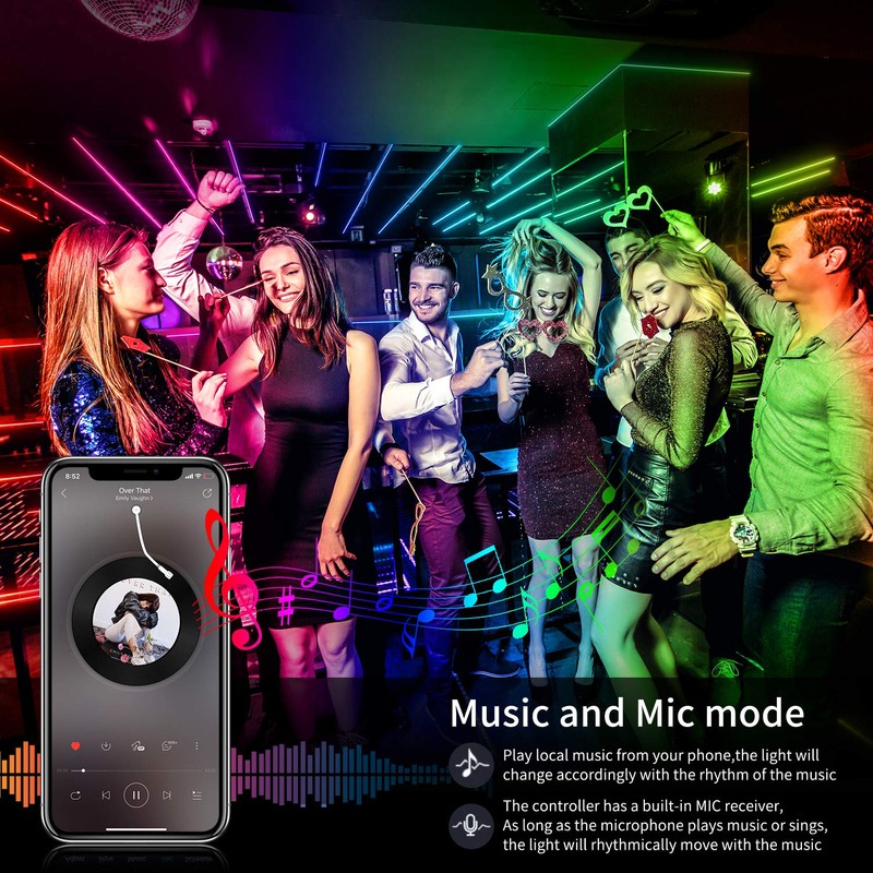 AILBTON Led Strip Lights,60ft Music Sync Color Changing, Built-in Mic,Bluetooth