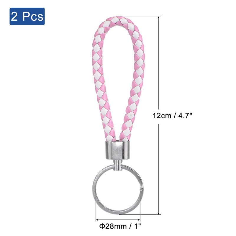 PATIKIL Braided Leather Keychain, 2 Pack PU Key Ring Woven