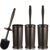Toilet Bowl Brush Holder Set: Classic Round Bristle Head Deep