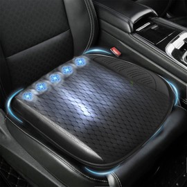 LGNORA 5 Fans Cooling Car Seat Covers,5V USB Cooling Car Seat Cushion,Black Car Front Seat Covers.Breathable Car Seat Cushion,Suitable for Cars and SUVs,Office, Outdoor Seat Cushions (Black-3)