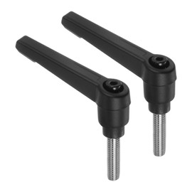 sourcing map 2pcs Clamping Lever Handles, M6 x 20mm 304 Stainless Steel Threaded Male Stud, Adjustable Handles Locking Quick Release Ratchet Push Button Bolt Knobs, Black
