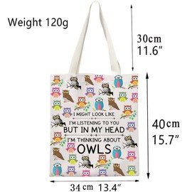 BNQL Owl Tote Bag Owl Gifts for Owl Lovers Owl Canvas Tote Bag Cute Owl Gifts Owl Bird Gift Owl Shoulder Shopping Travel Bag (Owl Tote Bag)