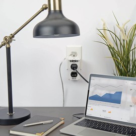 Tripp Lite Isobar ISOBLOK2-0 Heavy Duty Outlet Extender, Wall Power Strip Surge Protector, 2 Outlets, Direct Plug-in, White, Metal Power Strip, Industrial Garage Work Shop Bench