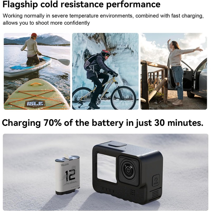 TELESIN Enduro Battery (2-Pack) for GoPro 12 11 10 9,