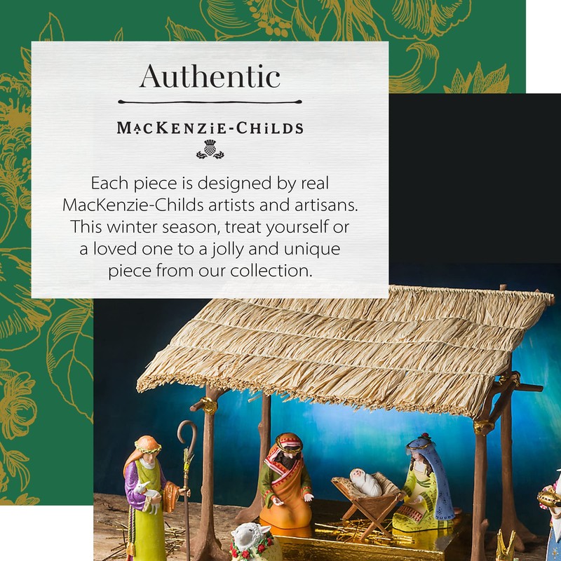 MACKENZIE-CHILDS Patience Brewster Nativity Figurine, Christmas Nativity Decor, Shelter