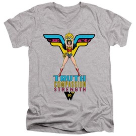 LOGOVISION Wonder Woman Truth, Compassion, Strength Unisex Adult V-Neck T Shirt, Truth, Compassion, Strength, 2X-Large