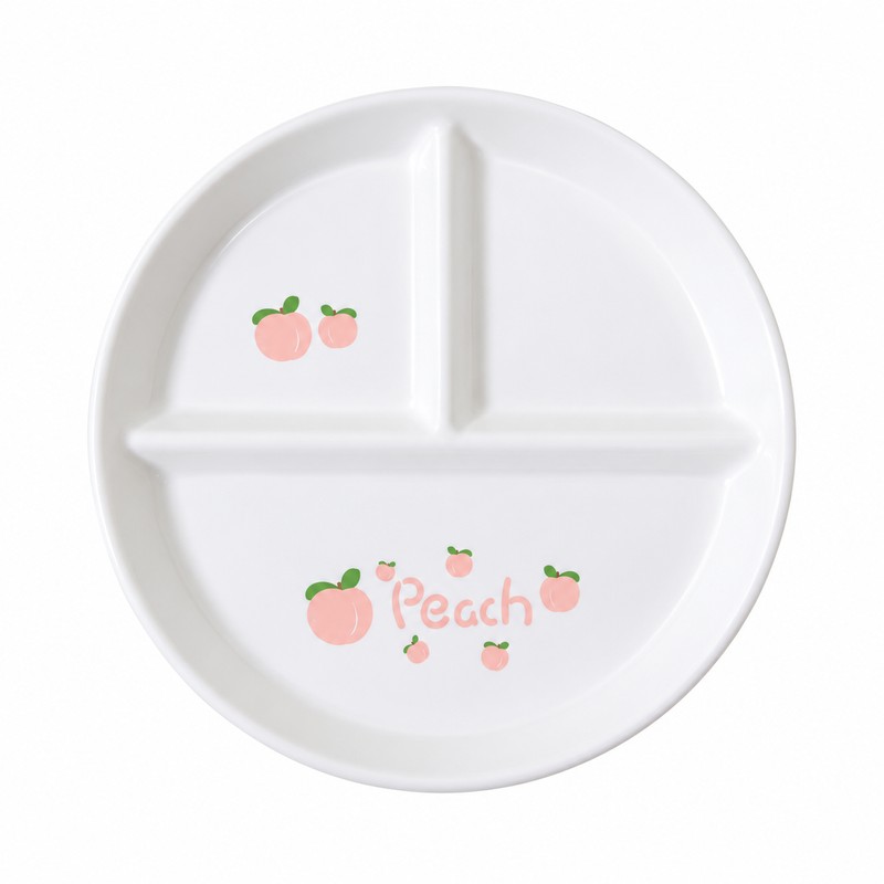 Ceramic Divided Dinner Plate – 3-Section Round Serving Plate for
