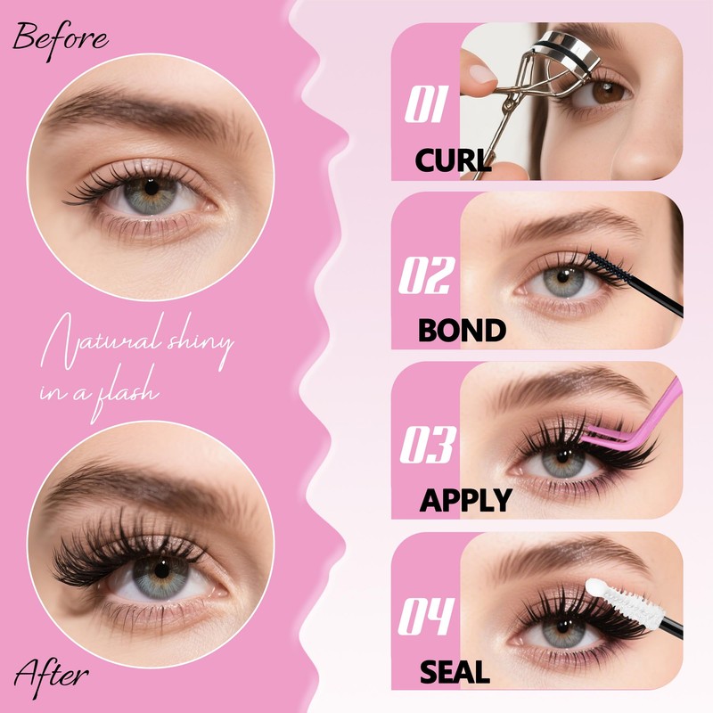 Individual Eyelashes Cluster Lashes Kit Extensions with Lash Bond and