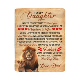 FG Family Gift Mall to My Daughter Blanket from Dad Birthday Gift for Daughter from Dad Lion Blanket for My Daughter Gifts Father Daughter Gift Dad to Daughter Sherpa Fleece Blanket (60"x80")
