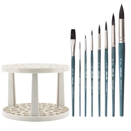 Creative Mark 8pc Synthetic Squirrel Watercolor Paintbrushes with Brush Crate