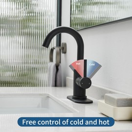 Black Bathroom Faucet 1 Hole,Wet Bar Sink Faucet with Pop-Up Drain,Stainless Steel Single Handle Small Kitchen Faucet with 4 in Deck Plate,360°Swivel Faucet for Farmhouse Vanity Sink Lavatory and RV