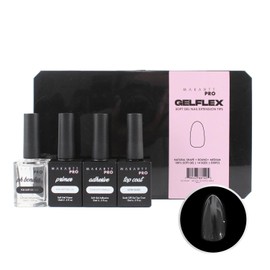 MakarttPro GelFlex Soft Gel Starter Kit – Medium Almond Soft Gel Nail Tips | 500pc | 14 Sizes 00-9, PH Bonder, Primer, Adhesive & Top Coat, for Professional Nail Technicians