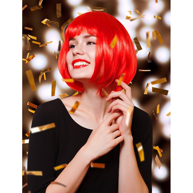 NSODREEM Red Wig and Party Sunglasses, Wig for Women, Short