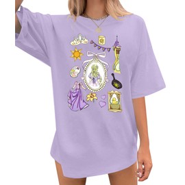 Oversized Magical Shirt Women Princess T-Shirt Magic Kingdom Shirts Family Vacation Castle Tee Tops Purple