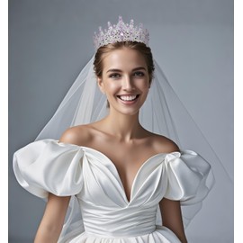 FIRCRE Tiaras and Crowns for Women Crystal Princess Tiaras Rhinestone Queen Crowns For Wedding Bridal Birthday Prom Pageant Party (Silver Purple crown)