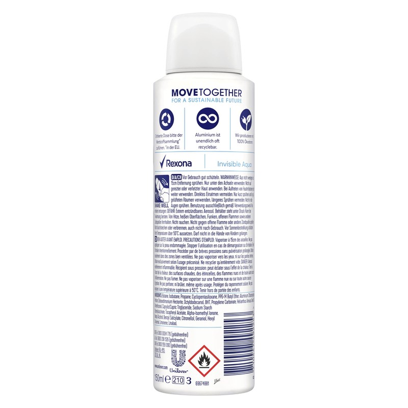 Rexona Invisible Aqua Anti-Transpirant, 150 ml