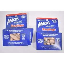 Mack's Lot of 2 Mack's Ultra Soft Foam Earplugs 33dB High NRR Ultimate Comfort 10/Pack