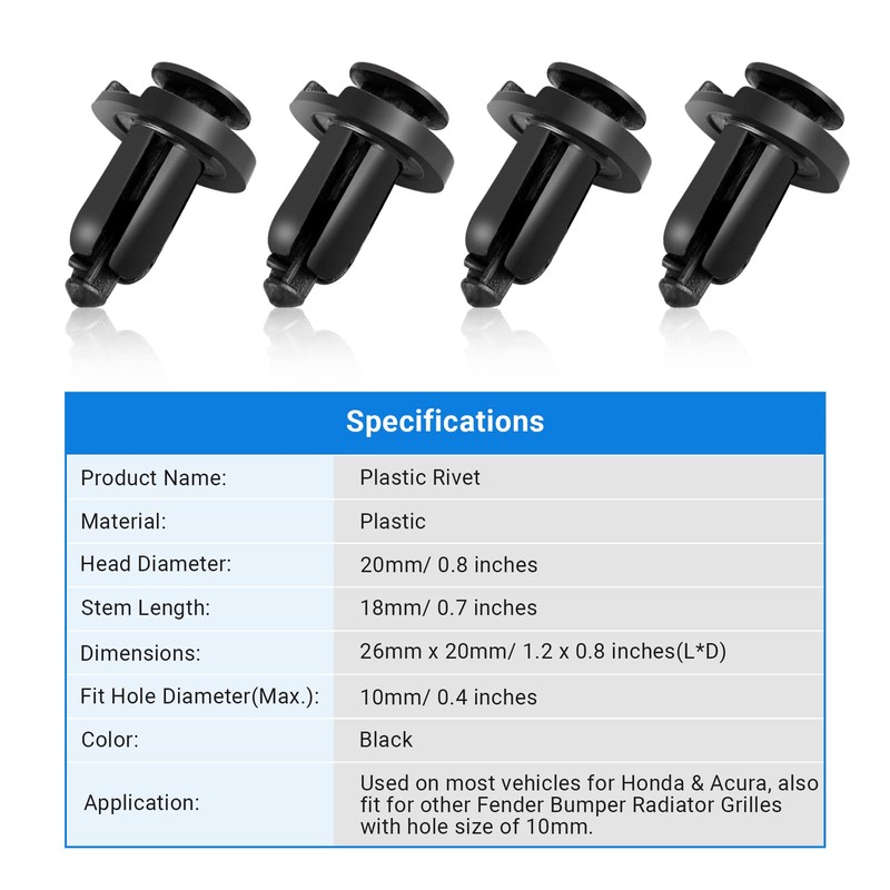 CarBole 100 pieces car mounting clips, 10 mm, universal door