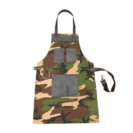 Real Leather Camouflage BBQ Grill Canvas Apron