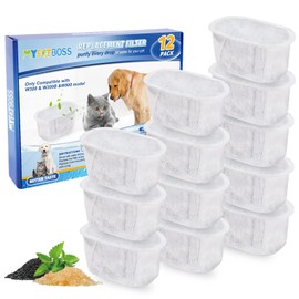 12 Pack Cat Water Filter Replacement for W300&W300B&W500 Pet Water Fountain, Pet Fountain Filters for 67oz/2L and 118oz/3.5L Automatic Cat Water Fountains