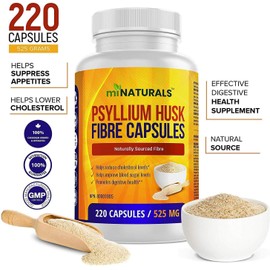 MINATURALS Psyllium Husk Fiber Capsules Supplement, Natural, Supports Digestive Health, Eases Constipation, 220 Capsules, by miNATURALS