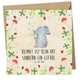 Mr. & Mrs. Panda Deluxe Karte Elefant Seifenblasen - Geschenk, Gute Laune, Tiere, Hochwertige Grußkarte, Heimat, Liebe, Tiermotive, Geburtstagskarte,