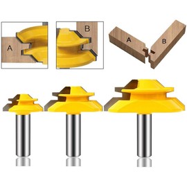 LEATBUY Router Bit Set 1/2-Inch Shank 3PCS, Tongue Groove Rail Stile Woodworking Molding Cutter, Wood Milling Router Bits Drilling Carbide Tool for Door Table Cabinet Shelve(1/2, ZU01)