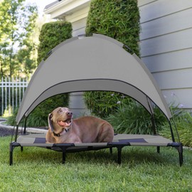 Best Choice Products 36in Elevated Cooling Dog Bed, Outdoor Raised Mesh Pet Cot w/Removable Canopy Shade Tent, Carrying Bag, Breathable Fabric - Gray