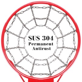 9M Stainless Steel Basketball net, 304 Stainless Steel Chain Braided, Permanent Rust Proof (12 Buttons), Quick Connection Buckle Installation