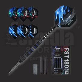 Formula Sports 90% Tungsten Steel Tip Darts Set - Professional Steel Tip Darts Set with Flights, Shafts and Sharpener, Available in 21g/22g/23g/24g