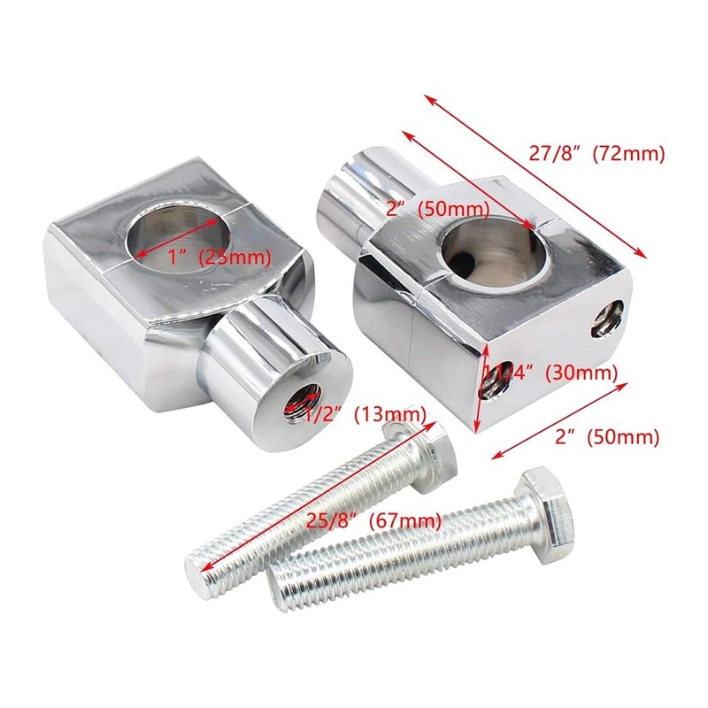 1"(25mm) Motorcycles Handlebar Risers Aluminum Chrome Universal Motorcycles Risers for