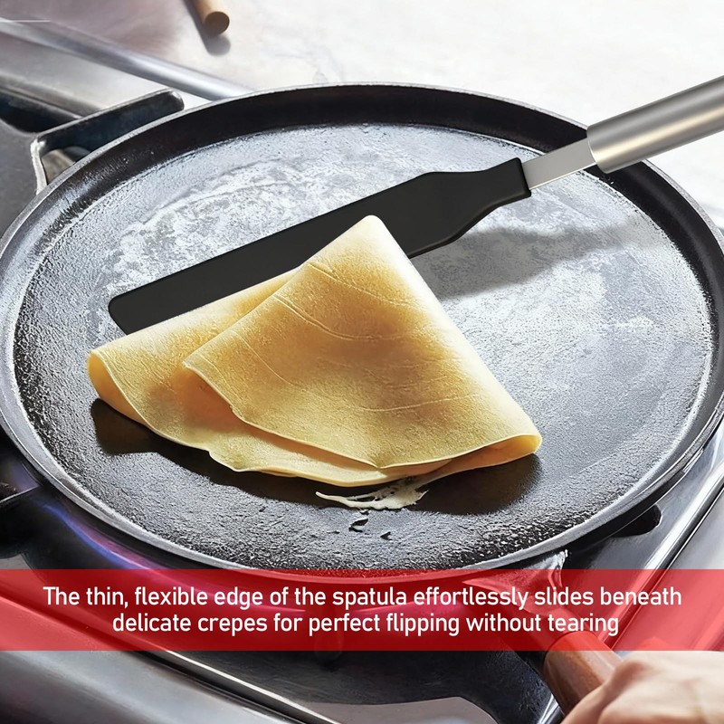 Crepe Spreader & Spatula Set, 3-Piece Offset T-Shaped 7" &