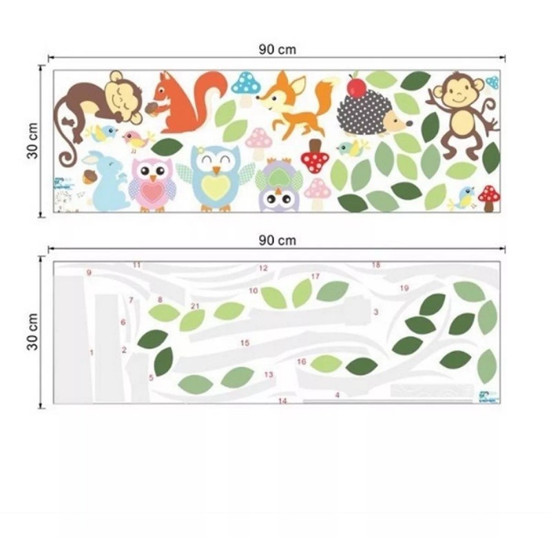 DaraBaby Vinil Infantil Árbol Selva Animales Del Bosque Búho Cuarto