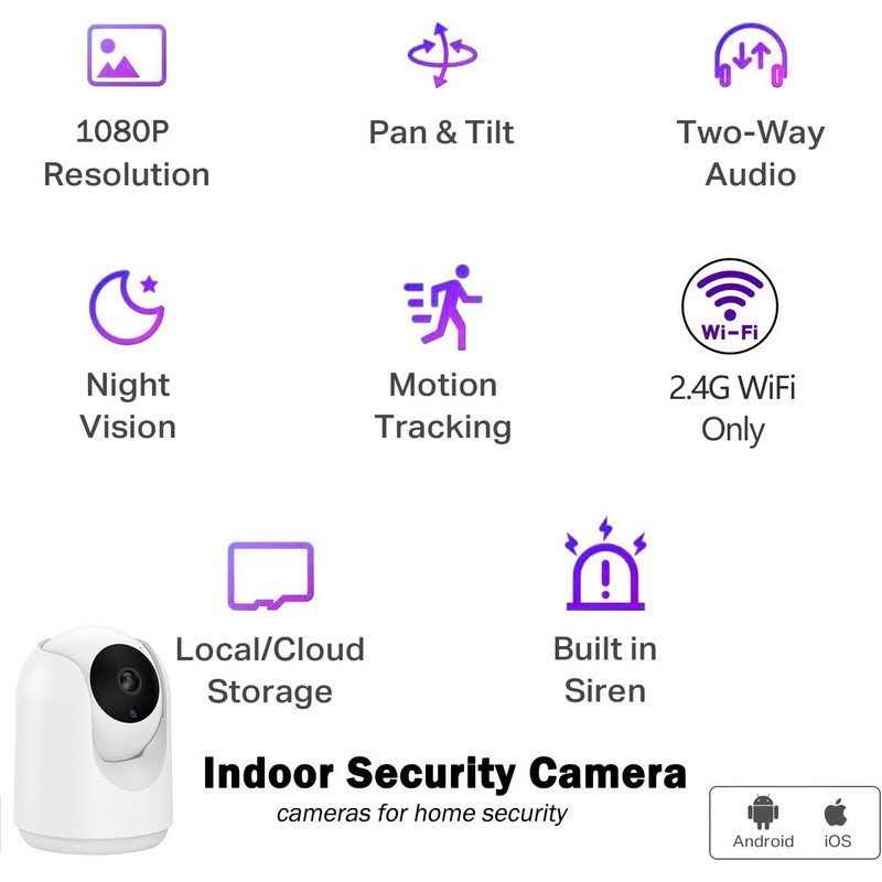 Geekee Indoor Security Camera, 2.4G WiFi Cameras for Home Security