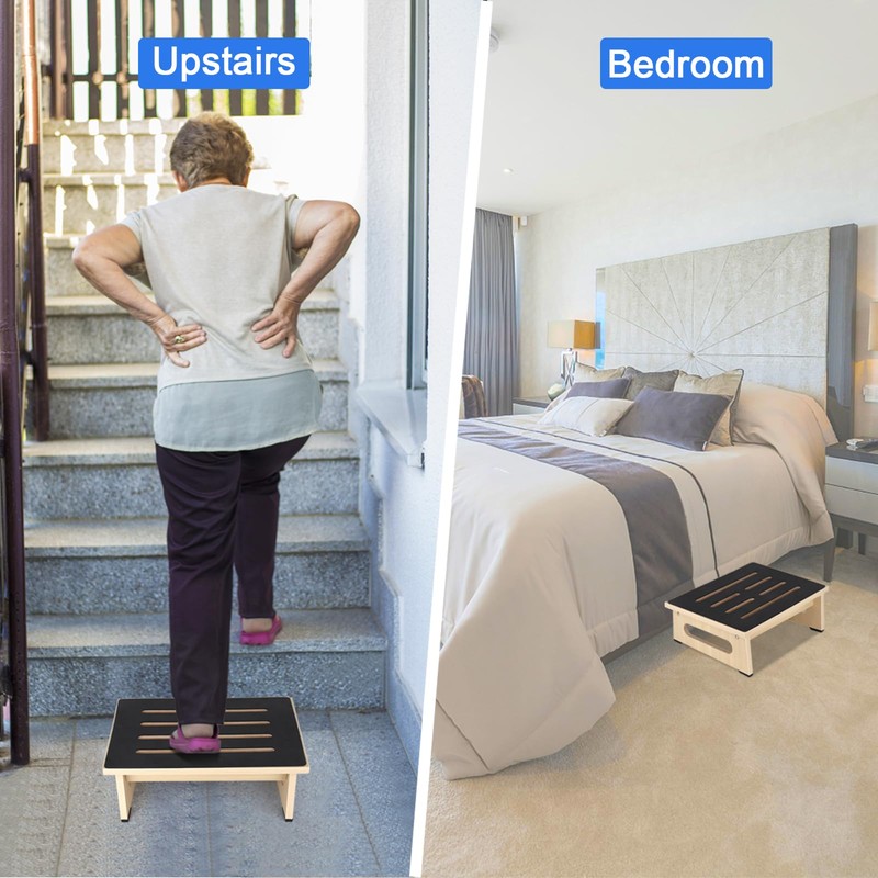One Step Stool for Adults Seniors with Non-Slip Rubber Stepping