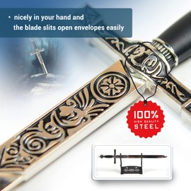 King Arthur’s Excalibur Letter Opener with Stand, Office Accessory, Home Decor, Gift for Collectors, Fans