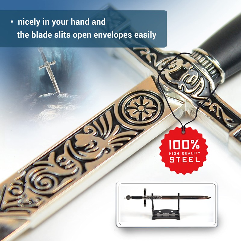 King Arthur’s Excalibur Letter Opener with Stand, Office Accessory, Home
