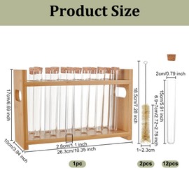 OLYCRAFT 15Pcs/Set Wood Test Tube Rack Set 10.4x3.9x6.7 Inch Wooden Tube Holder Plastic Test Tubes Kit 12 Holes Centrifuge Tubes Holders for Chemistry Laboratory Scientific Experiments