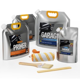 DWIL High Gloss Concrete Floor Paint - Water-based Epoxy Coating for Home, Low Odor for 1 Car Garage, Base & Basement, Light Gray