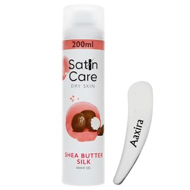 Satin Care Shave Gel Dry Skin Shea Butter Silk 200ML - Women’s Shaving Gel For Smooth Glide, Hydrating Razor Shave Gel, Soft & Gentle on Skin, with Aaxira Cosmetic Spetula