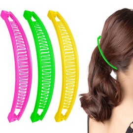 JAWUZ 3 Stück Bananenspange Haare,Banana Clip Groß,Groß Banana Hair Clip,Bananen Haarspangen Damen Dünnes Frisur,Bananen Clip Haar Accessoire Für Frauen Und Mädchen(Rot,Grün,Gelb)