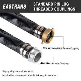 2" x 100' Black PVC Backwash and Discharge Hose for Swimming Pools, Heavy Duty Reinforced Flat Pool Hose with Aluminum Pin Lug Fittings