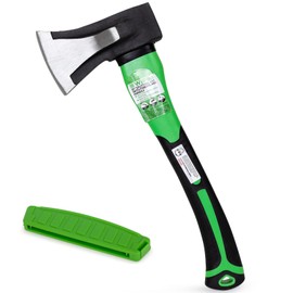WilFiks Splitting Axe, 15” Camping Hatchet for Chopping and Kindling Wood and Branches, Forged Carbon Steel Hand Maul Tool for Gardening, Fiberglass Shock Reduction Handle with Anti-Slip Grip