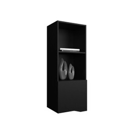 espidoo Wall Mounted Cabinet 43.3" H - Modern Black Wood Storage Shelf with Door for Home Organization - Living Room & Office Display Solution for Homeowners & Renters