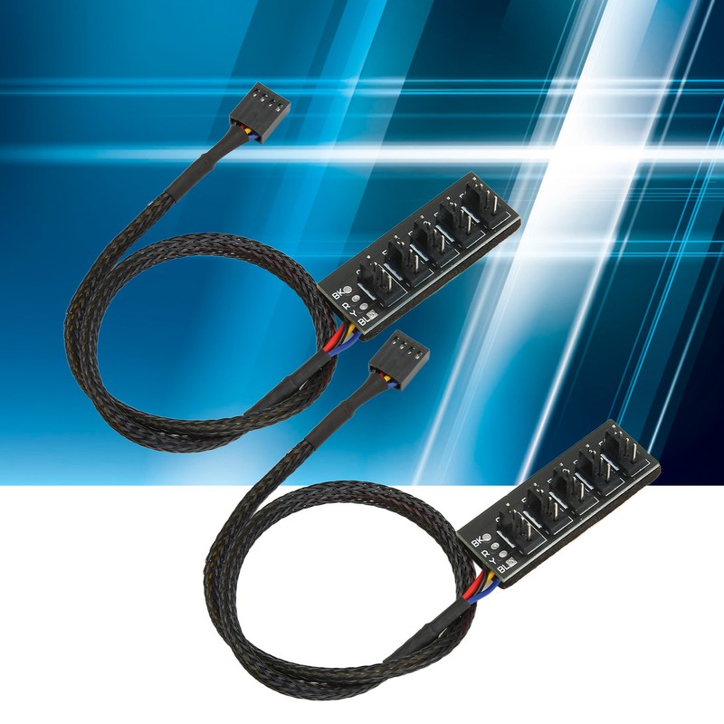 2Pcs PWM Fan Hub 5 Way 4Pin 13.8in Cable Length
